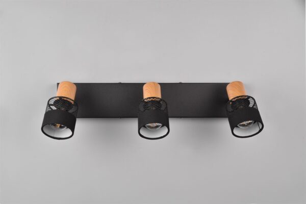 Φωτιστικό Οροφής NANDINI  Trio Lighting 3x E14 Μαύρο Ματ & Ξύλο – 811700332