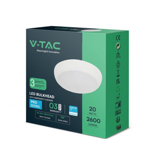 Φωτιστικό Οροφής 8W/16W/20W LED SAMSUNG 3IN1 IP65 V-TAC – 801-24VT