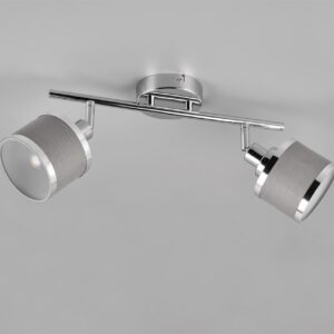 Φωτιστικό Οροφής Trio Lighting 2x E14 Χρώματος Χρώμιο με Γκρι Αμπαζουρ – 812100206
