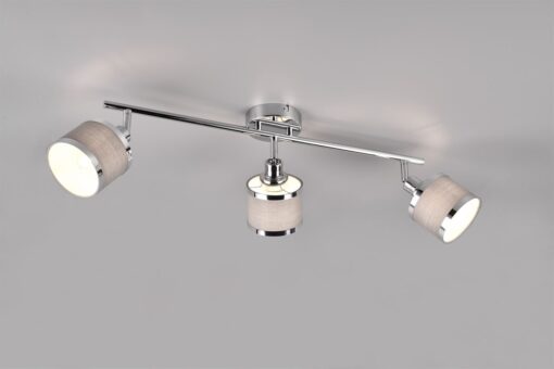 Φωτιστικό Οροφής Trio Lighting 3x E14 Χρώματος Χρώμιο με Γκρι Αμπαζουρ – 812100306