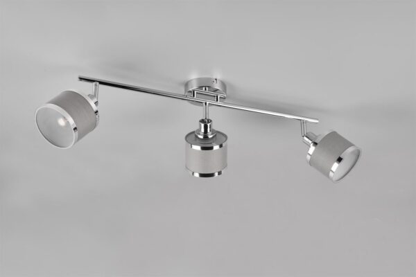 Φωτιστικό Οροφής Trio Lighting 3x E14 Χρώματος Χρώμιο με Γκρι Αμπαζουρ – 812100306