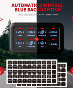 GloboStar® 81503 Ψηφιακό Πάνελ Ελέγχου Φωτισμού DIY Bluetooth για Οχήματα με 8 Διακόπτες On/Off DC 12-24V Max 1200W 60A Αδιάβροχο IP65 Μ12 x Π7 x Υ1.5cm – 2 Χρόνια Εγγύηση