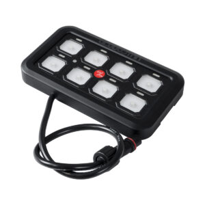 GloboStar® 81503 Ψηφιακό Πάνελ Ελέγχου Φωτισμού DIY Bluetooth για Οχήματα με 8 Διακόπτες On/Off DC 12-24V Max 1200W 60A Αδιάβροχο IP65 Μ12 x Π7 x Υ1.5cm – 2 Χρόνια Εγγύηση