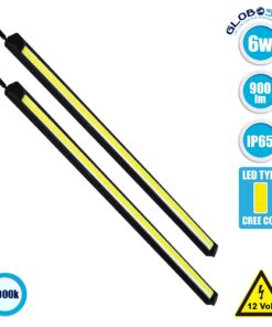 Σετ 2 Μπάρες Αλουμινίου DRL LED CREE COB 6W 600lm 120° DC 12V Αδιάβροχες IP65 Ψυχρό Λευκό 6000K GloboStar® 81721