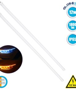 ΣΕΤ DRL – Σετ 2 ΕΛΑΣΤΙΚΑ – FLEXIBLE DRL + FLASH TURN LIGHT LED CREE COB 45cm 12W 1800lm 360° DC 12V Αδιάβροχα IP65 Πορτοκαλί – Ψυχρό Λευκό 6000K GloboStar® 81724