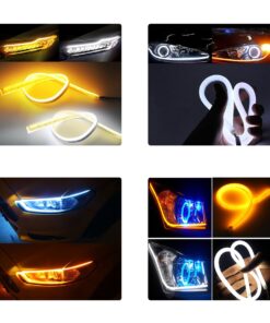 ΣΕΤ DRL – Σετ 2 ΕΛΑΣΤΙΚΑ – FLEXIBLE DRL + FLASH TURN LIGHT LED CREE COB 45cm 12W 1800lm 360° DC 12V Αδιάβροχα IP65 Πορτοκαλί – Ψυχρό Λευκό 6000K GloboStar® 81724