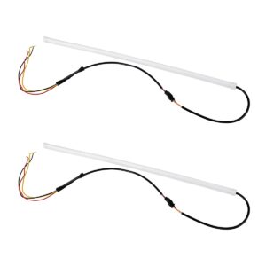 ΣΕΤ DRL – Σετ 2 ΕΛΑΣΤΙΚΑ – FLEXIBLE DRL + FLASH TURN LIGHT LED CREE COB 45cm 12W 1800lm 360° DC 12V Αδιάβροχα IP65 Πορτοκαλί – Ψυχρό Λευκό 6000K GloboStar® 81724