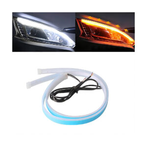 GloboStar® 81730 Σετ 2 ΕΛΑΣΤΙΚΑ – FLEXIBLE DRL + FLASH TURN LIGHT LED CREE COB 60cm 8W 1200lm 360° DC 24-30V Αδιάβροχα IP65 Πορτοκαλί – Ψυχρό Λευκό 6000K – 2 Χρόνια Εγγύηση