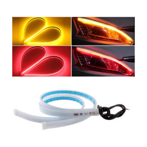 GloboStar® 81731 Σετ 2 ΕΛΑΣΤΙΚΑ – FLEXIBLE STOP + FLASH TURN LIGHT LED CREE COB 60cm 8W 1200lm 360° DC 24-30V Αδιάβροχα IP65 Πορτοκαλί – Κόκκινο – 2 Χρόνια Εγγύηση