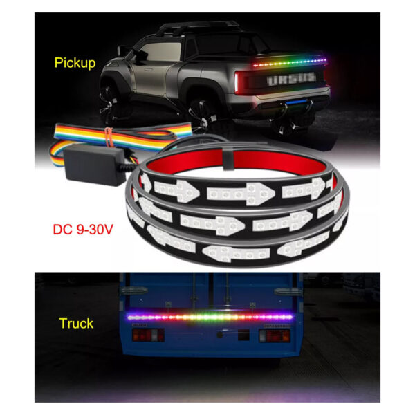 GloboStar® 81732 Car Backlit LED Strip Εύκαμπτη Ταινία 100cm Σήμανσης DRL Αυτοκινήτου 5 Προγραμμάτα Φωτισμού LED SMD 5050 7.6W DC 9-30V Αδιάβροχη IP65 RGB – 2 Χρόνια Εγγύηση