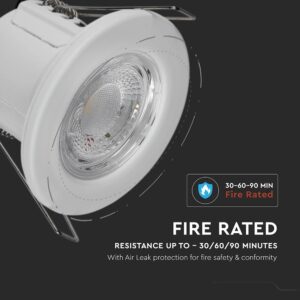 LED Χωνευτό Πυρίμαχο Λευκό Spot 5W Dimmable V-TAC PRO Samsung Chip 70° 500lm IP65 Ψυχρό 6400K – 8181