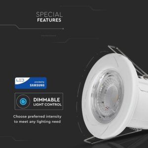 LED Χωνευτό Πυρίμαχο Λευκό Spot 5W Dimmable V-TAC PRO Samsung Chip 70° 500lm IP65 Ψυχρό 6400K – 8181
