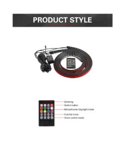 GloboStar® 81841 Car Underbody LED Tube Kit DC 12V 72W με Ασύρματο Χειριστήριο IR Αδιάβροχο IP68 Πολύχρωμο RGB