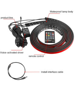 GloboStar® 81841 Car Underbody LED Tube Kit DC 12V 72W με Ασύρματο Χειριστήριο IR Αδιάβροχο IP68 Πολύχρωμο RGB