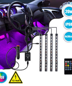 GloboStar® 81842 Car Underglow LED Tube Kit Smart Bluetooth – Κρυφός Φωτισμός Αυτοκινήτου DC 12V 20W με Χειριστήριο Αδιάβροχο IP68 Πολύχρωμο RGB
