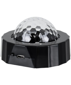 GloboStar® 81844 Φορητό Διακοσμητικό Φωτιστικό Ειδικών Φωτορυθμικών Εφέ PARTY Disco LED 3W DC 5V 300mAh Επαναφορτιζόμενο – Sound Activated – Καλώδιο Τροφοδοσίας USB – Βάση με Μαγνήτη – Πολύχρωμo RGB IP20 Μ7.5 x Π7.5 x Υ4.5cm