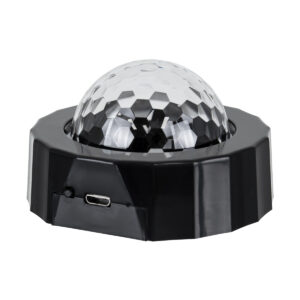 GloboStar® 81844 Φορητό Διακοσμητικό Φωτιστικό Ειδικών Φωτορυθμικών Εφέ PARTY Disco LED 3W DC 5V 300mAh Επαναφορτιζόμενο – Sound Activated – Καλώδιο Τροφοδοσίας USB – Βάση με Μαγνήτη – Πολύχρωμo RGB IP20 Μ7.5 x Π7.5 x Υ4.5cm