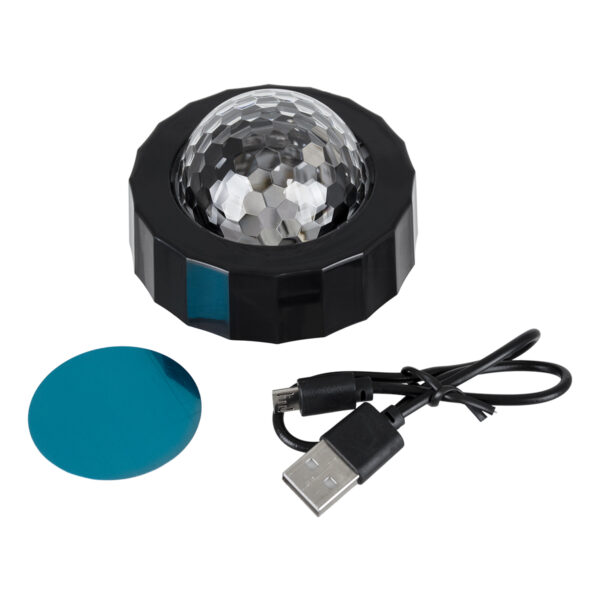 GloboStar® 81844 Φορητό Διακοσμητικό Φωτιστικό Ειδικών Φωτορυθμικών Εφέ PARTY Disco LED 3W DC 5V 300mAh Επαναφορτιζόμενο – Sound Activated – Καλώδιο Τροφοδοσίας USB – Βάση με Μαγνήτη – Πολύχρωμo RGB IP20 Μ7.5 x Π7.5 x Υ4.5cm