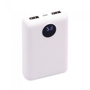 Power Bank 10000mAh με Οθόνη και 2 Θύρες USB Λευκό V-TAC – 8187