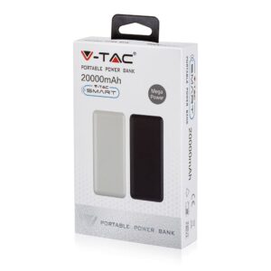 Power Bank 20000mAh με 2 Θύρες USB Λευκό V-TAC – 8189