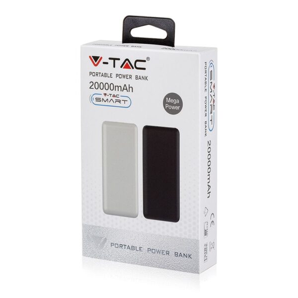 Power Bank 20000mAh με 2 Θύρες USB Λευκό V-TAC – 8189