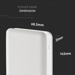 Power Bank 20000mAh με 2 Θύρες USB Λευκό V-TAC – 8189