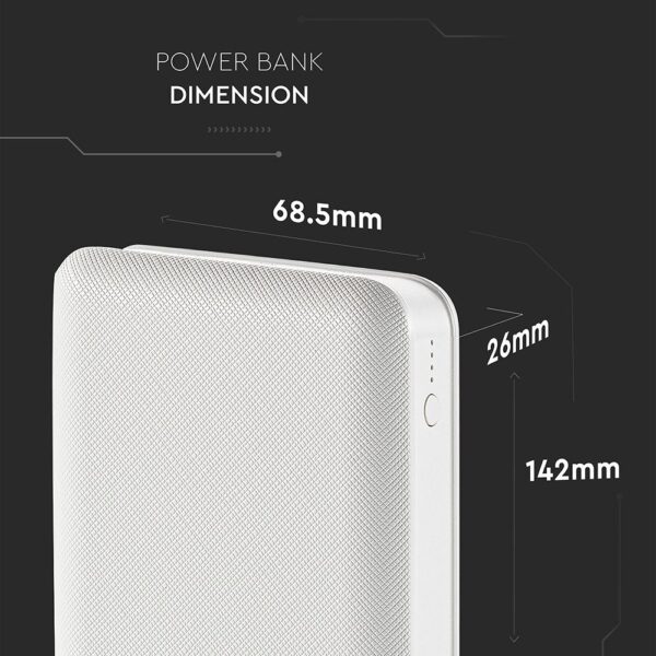 Power Bank 20000mAh με 2 Θύρες USB Λευκό V-TAC – 8189
