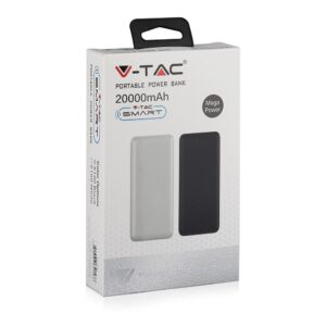 Power Bank 20000mAh με 2 Θύρες USB Μάυρο V-TAC – 8190
