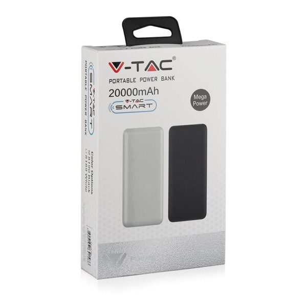 Power Bank 20000mAh με 2 Θύρες USB Μάυρο V-TAC – 8190