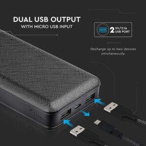 Power Bank 20000mAh με 2 Θύρες USB Μάυρο V-TAC – 8190