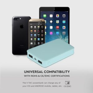 Power Bank 5000mAh με 2 Θύρες USB Μπλε V-TAC – 8195