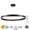 GloboStar® VENOM 61182 Κρεμαστό Φωτιστικό Δαχτυλίδι-Κύκλος LED CCT 75W 8818lm 120° AC 220-240V – Εναλλαγή Φωτισμού μέσω Τηλεχειριστηρίου All In One Ψυχρό 6000K+Φυσικό 4500K+Θερμό 2700K Dimmable Φ100cm – Μαύρο – 3 Years Warranty
