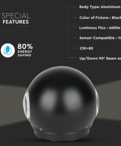 LED Φωτιστικό Τοίχου Στρογγυλό 6W V-TAC Μαύρο Αδιάβροχο IP65 SMD Θερμό Λευκό 3000Κ – 8303