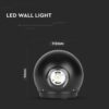 LED Φωτιστικό Τοίχου Στρογγυλό 6W V-TAC Μαύρο Αδιάβροχο IP65 SMD Θερμό Λευκό 3000Κ – 8303
