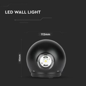 LED Φωτιστικό Τοίχου Στρογγυλό 6W V-TAC Μαύρο Αδιάβροχο IP65 SMD Θερμό Λευκό 3000Κ – 8303