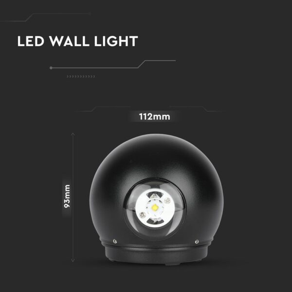 LED Φωτιστικό Τοίχου Στρογγυλό 6W V-TAC Μαύρο Αδιάβροχο IP65 SMD Θερμό Λευκό 3000Κ – 8303