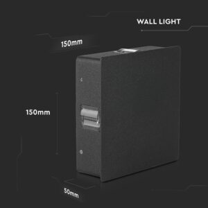 Μαύρο φωτιστικό τοίχου 150x150x50mm για μοντέρνα διακόσμηση εξωτερικού χώρου. Ανθεκτικό και κομψό σχέδιο.