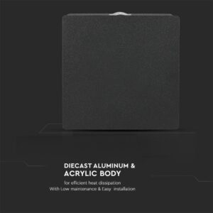 LED Φωτιστικό Τοίχου 4W V-TAC Μαύρο Τετράγωνο Αδιάβροχο IP65 SMD Φυσικό Λευκό 4000Κ – 8212