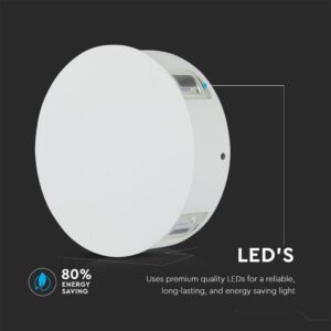 LED Φωτιστικό Τοίχου 4W V-TAC Λευκό Στρογγυλό Αδιάβροχο IP65 SMD Θερμό Λευκό 3000Κ – 8213