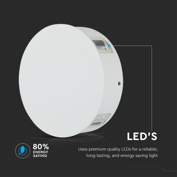 LED Φωτιστικό Τοίχου 4W V-TAC Λευκό Στρογγυλό Αδιάβροχο IP65 SMD Θερμό Λευκό 3000Κ – 8213