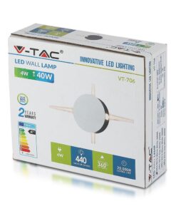 LED Φωτιστικό Τοίχου 4W V-TAC Λευκό Στρογγυλό Αδιάβροχο IP65 SMD Θερμό Λευκό 3000Κ – 8213