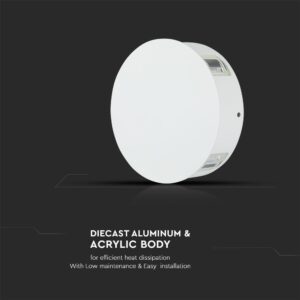 LED Φωτιστικό Τοίχου 4W V-TAC Λευκό Στρογγυλό Αδιάβροχο IP65 SMD Θερμό Λευκό 3000Κ – 8213