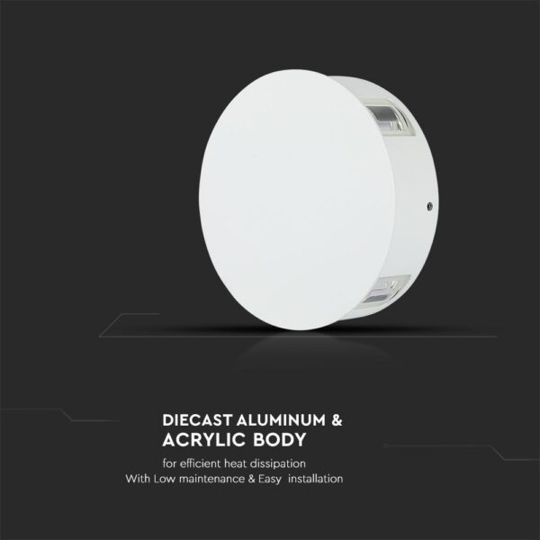 LED Φωτιστικό Τοίχου 4W V-TAC Λευκό Στρογγυλό Αδιάβροχο IP65 SMD Θερμό Λευκό 3000Κ – 8213