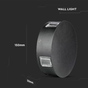 LED Φωτιστικό Τοίχου 4W V-TAC Μαύρο Στρογγυλό Αδιάβροχο IP65 SMD Φυσικό Λευκό 4000Κ – 8216