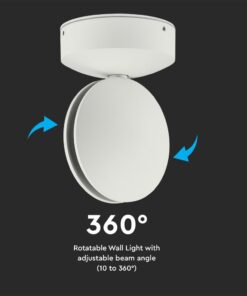 Περιστρεφόμενο φωτιστικό τοίχου με ρυθμιζόμενη δέσμη 10°-360° για ευέλικτο φωτισμό χώρων.