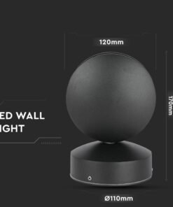 Μαύρο φωτιστικό τοίχου LED, διαστάσεις 170x120mm, ιδανικό για μοντέρνα διακόσμηση εσωτερικών χώρων.