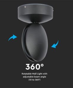 Περιστρεφόμενο φωτιστικό τοίχου με ρυθμιζόμενη γωνία δέσμης 10°-360° για προσαρμοσμένο φωτισμό.