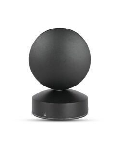 Μαύρο επιτραπέζιο στρογγυλό φωτιστικό LED, μοντέρνος σχεδιασμός για κομψή διακόσμηση εσωτερικού χώρου.