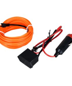 GloboStar® 82201 TUBE 360° Degree Διακοσμητική EL-Wire Neon Αυτοκινήτου Κορδόνι ΣΕΤ 3m 1W/3m 30lm/m 360° DC 12V με Βύσμα Αναπτήρα Αυτοκινήτου Αδιάβροχη IP68 Πορτοκαλί