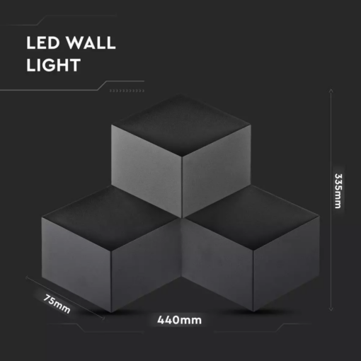 LED Απλίκα Κύβοι 9W Μαύρο Σώμα Αρχιτεκτονικού Φωτισμού 3000K Θερμό V-TAC – 8223